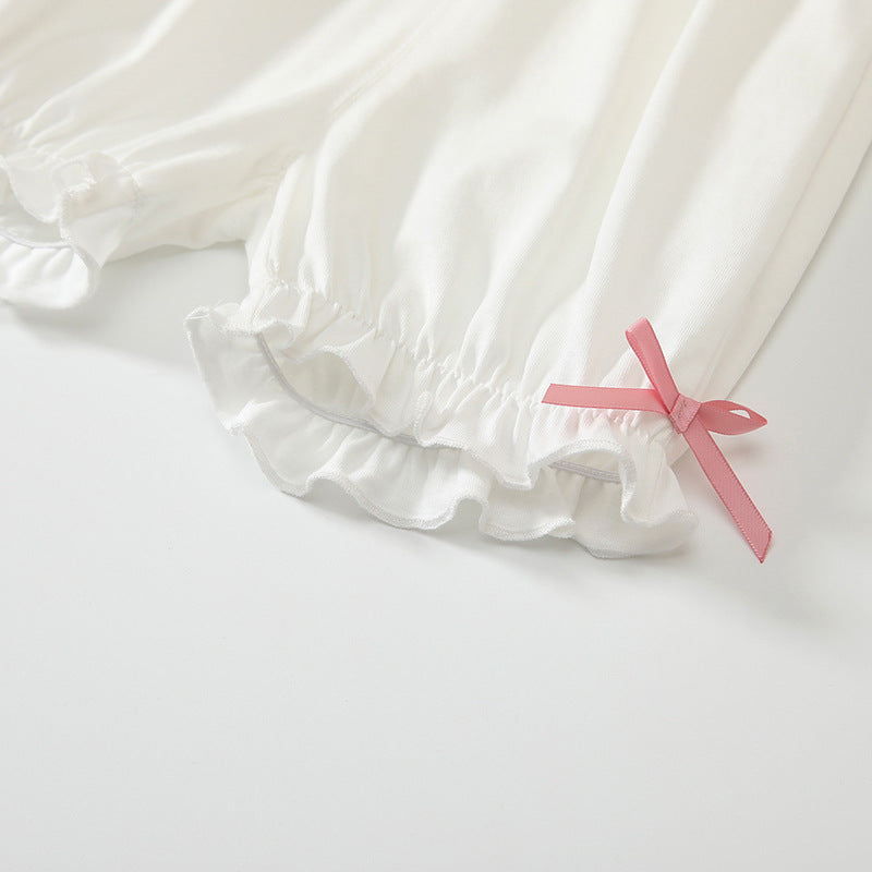 Summer Baby Kids Floral Pattern T-shirt and Beige Shorts  Clothing Set