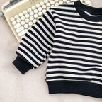 Spring and Autumn Baby Kids Boys Cartoon Pattern Striped Pullover and