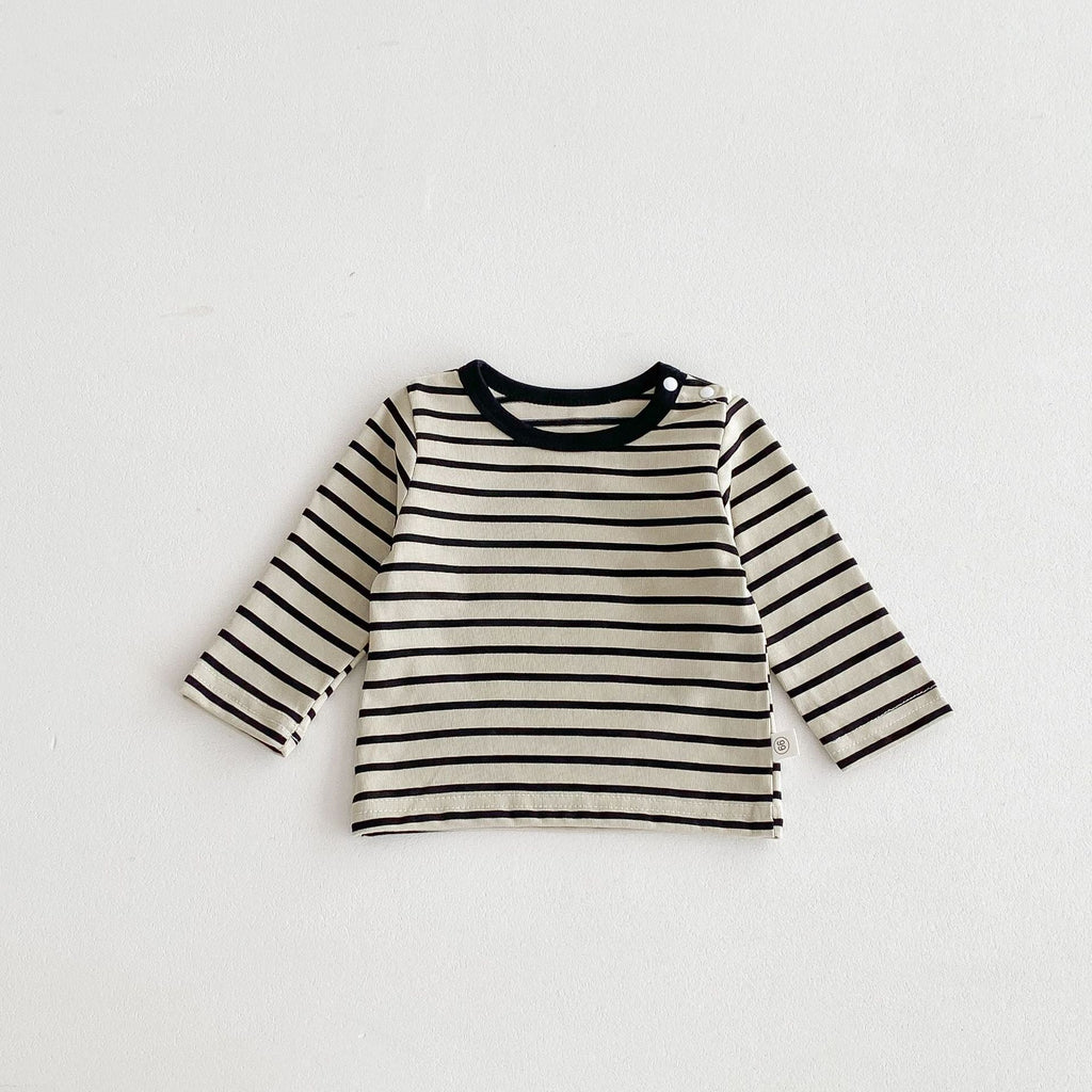 Spring and Autumn Baby Kids Unisex Striped Pattern Long Sleeves Top